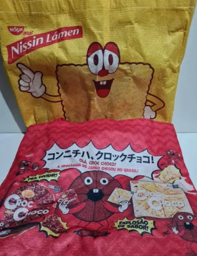 2 Sacolas bag divertidas Nissin vermelha e amarela