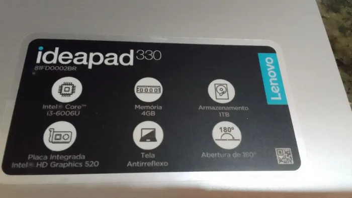 Notebook Lenovo Ideapad 330 Intel Core i3 4GB 1TB Tela 180º