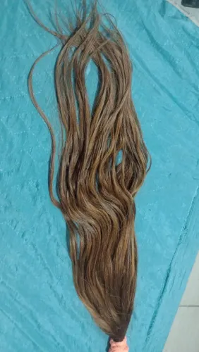 Cabelo humano pra mega herr cor morena iluminada 65 cm 130 gm