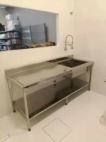 Bancada inox com cuba