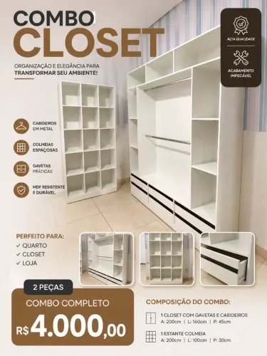 ? Closet Planejado MDF Completo R$ 4 Mil