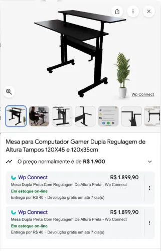 Mesa regulável dupla / Mesa gamer