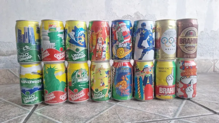 Latas latinhas antigas de refrigerante e cerveja brahma colecionáveis 
