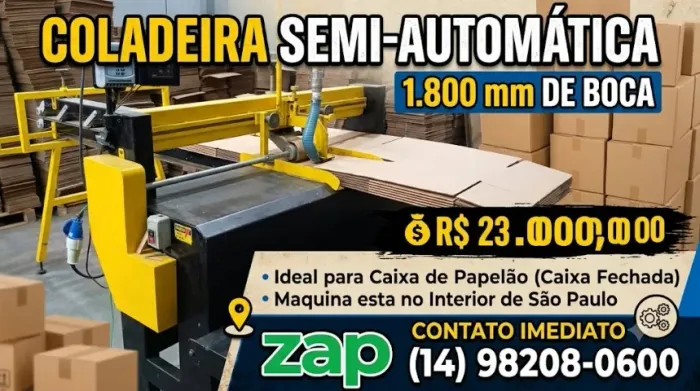 43 Coladeira Semi Automatica 1.800 mm de Boca, Maquina esta Interior de São Paulo, Caixa F