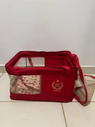 São Pet Bolsa Aerial Para Transporte De Cães E Gatos Em Avião - Vermelha
