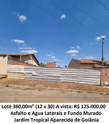 Leia a descrição: Lote 360,00m² (Asfalto, Agua) Jardim Tropical