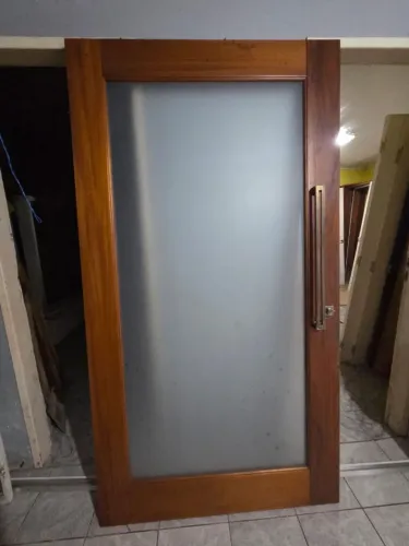 Porta pivotante 120x215 madeira de lei com vidro !
