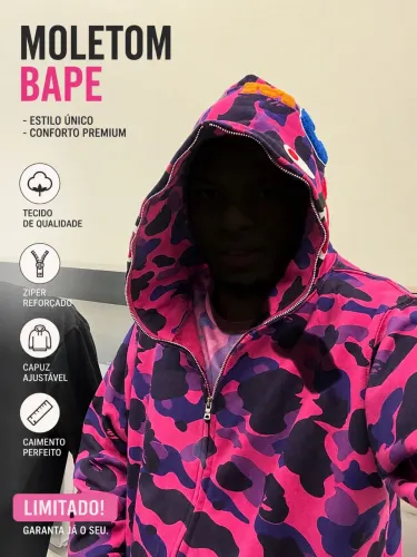 Moletom com capuz BAPE Color Camo Shark WGM zíper completo roxo | A Bathing Ape