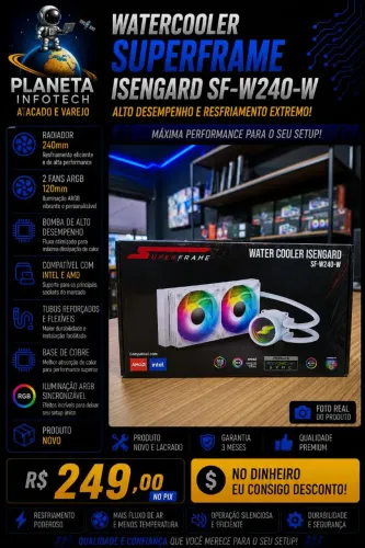 Water Cooler SuperFrame RBG de 240mm " Produto Novo " ( com garantia )