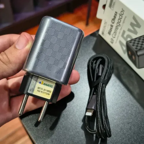 Carregador Turbo para Iphone 45w de potência com Cabo Trançado Usb C para Lightning