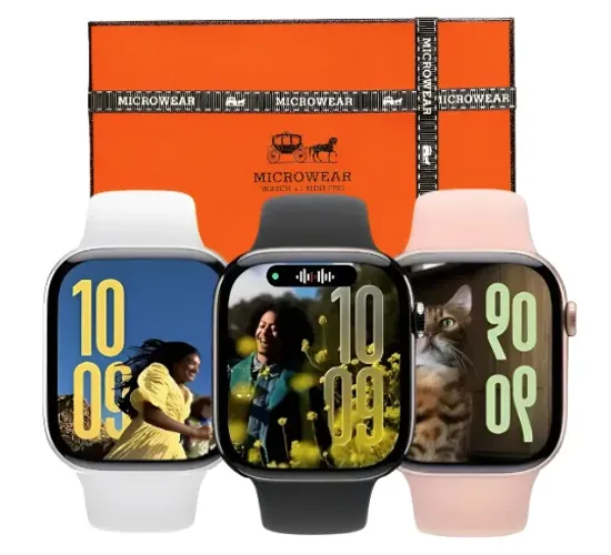 W11 PRO MINI SMARTWATCH 42MM - Cores Dourado/Prata
