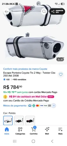 Escape coite 160cc a 300cc oportunidade 250,00