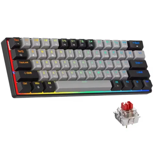 TECLADO MECÂNICO HUO JI 60% SWITCH RED - NOVO LACRADO