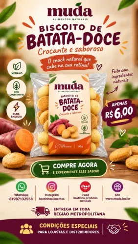 Biscoitos de batata doce zero lactose para consumo e revenda
