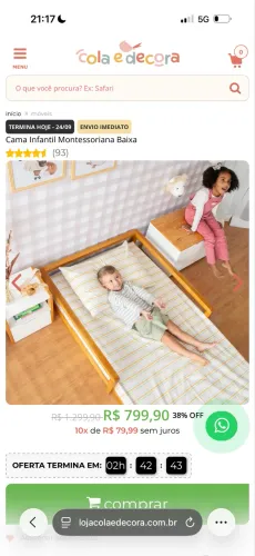 Cama montessoriana infantil