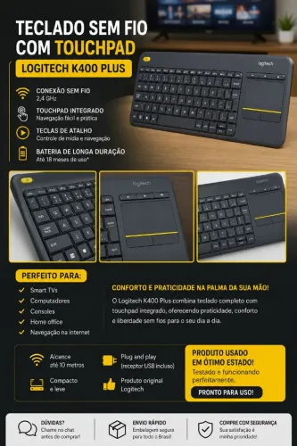 Teclado Sem Fio Logitech K400 Plus