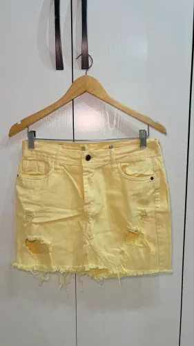 Saia jeans amarela