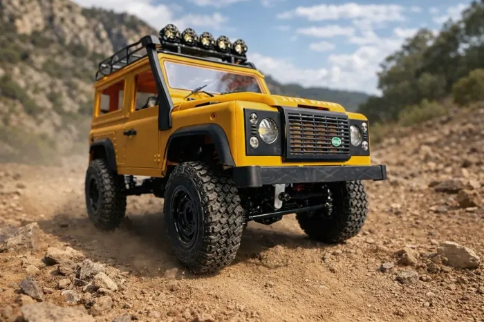 Automodelo RC Crawler MN98 amarela leds 4x4 offroad 