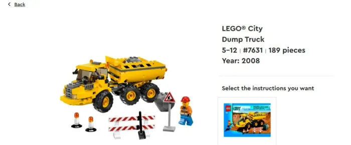 LEGO City Dump Truck 5-12 | #7631 | 189 pieces Year: 2008