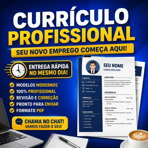  Currículo Profissional + Entrega no Mesmo Dia (Chama no Chat)
