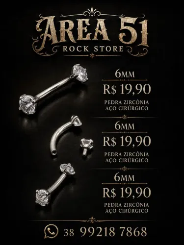 Piercing Banana Bell com pedra de zircônia