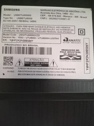 Vendo TV Samsung UN50TU8000GXZD - peças
