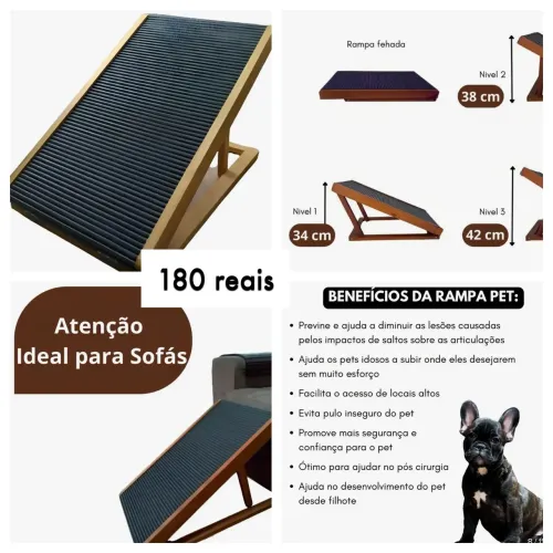 Rampa de Acesso para Pet (Cães/Gatos) - Ajustável 3 Níveis - NOVA NA CAIXA - R$180