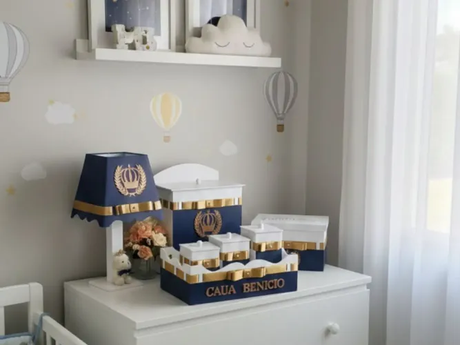 Kit higiene bebê azul marinho menino