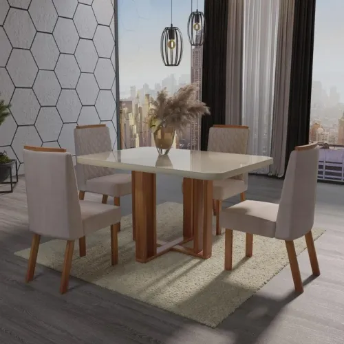 Mesa de Jantar 90×90 cm com 4 Cadeiras.