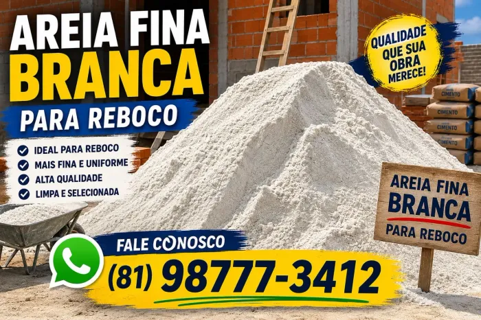 Areia de reboco e acabamento limpa sem torrões
