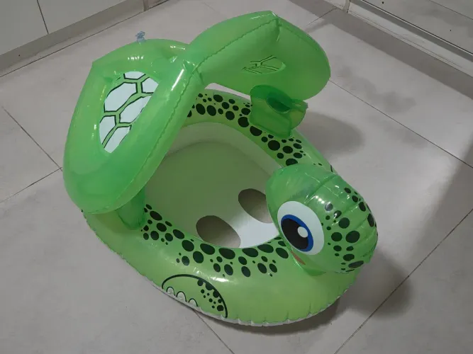 Boia Infantil Tartaruga com Toldo e Proteção Solar MOR