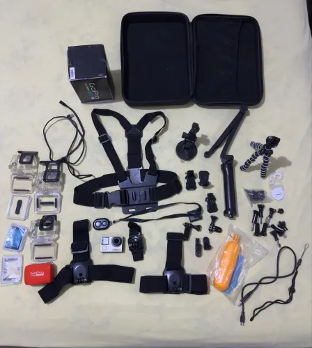 ? GoPro HERO4 Silver + 2 Baterias + Microfone + Cartão 16GB + Kit Completo ?