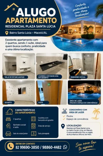 ALUGO APARTAMENTO RESIDENCIAL PLAZA SANTA LUCIA  