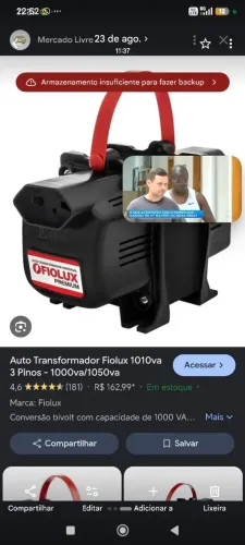 Transformador fiolux 1010 va bivolt 