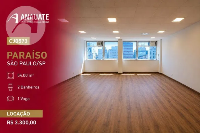 CONJUNTO COM 54 M² COM 1 VAGA DE GARAGEM NA AVENIDA PAULISTA PARA LOCAÇÃO COM CUSTO INICIA