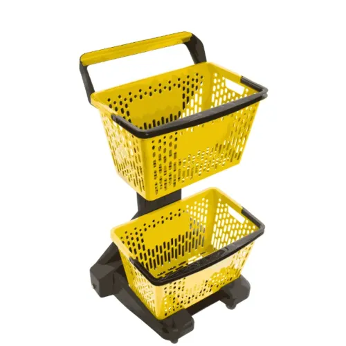 7973 - CARRINHO DE SUPERMERCADO DE 2 CESTOS AMARELO / MARCA: DELLAPLAST
