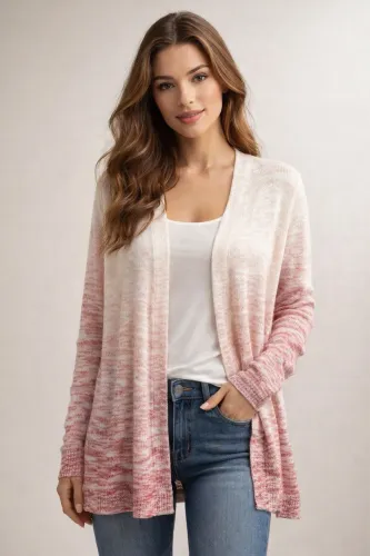 Cardigan tam P mescla rosa e branco Marisa