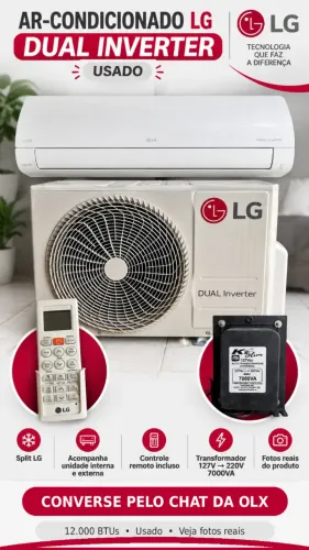 Ar-Condicionado LG Dual Inverter 12.000 BTUs + Controle e Transformador