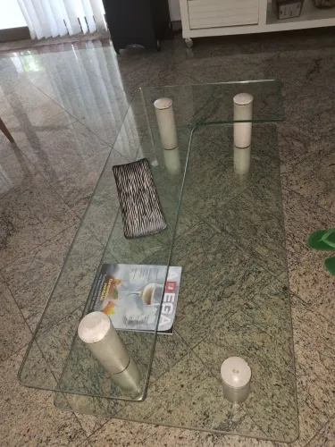 Mesa de centro vidro lapidado temperado de 1cm