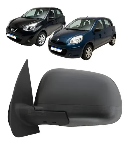 Retrovisor Le Nissan March 2012 A 2020 Preto Texturizado Esquerdo