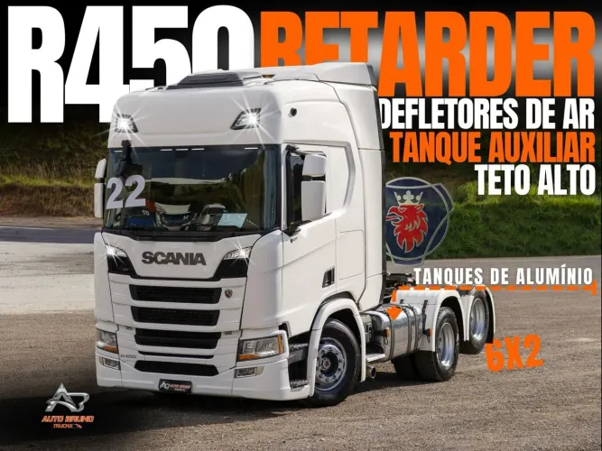 Scania R450 6x2 2022 Retarder Automatica Teto Alto 3 Tanques