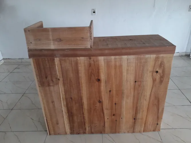 Balcão rústico em madeira 1,20 x 0,40 x 0,95