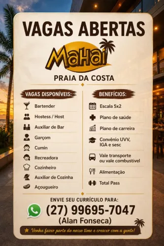 Vagas de emprego em Vila Velha - Restaurante 