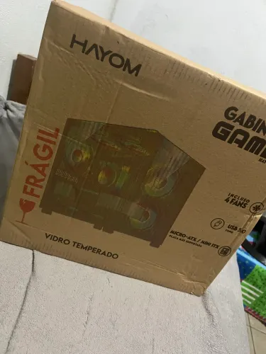 Gabinete Gamer Hayom Aquário Com 4 Cooler Fan Led Rgb