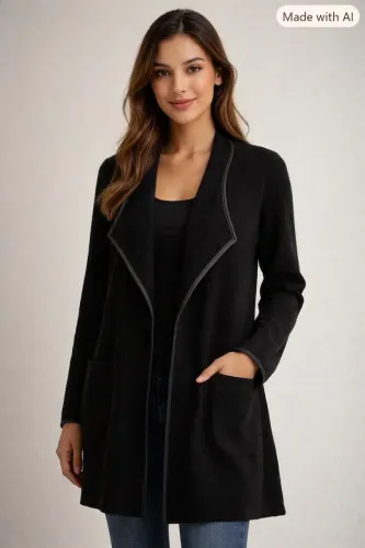 Cardigan alongado tricô tam P preto da Zara
