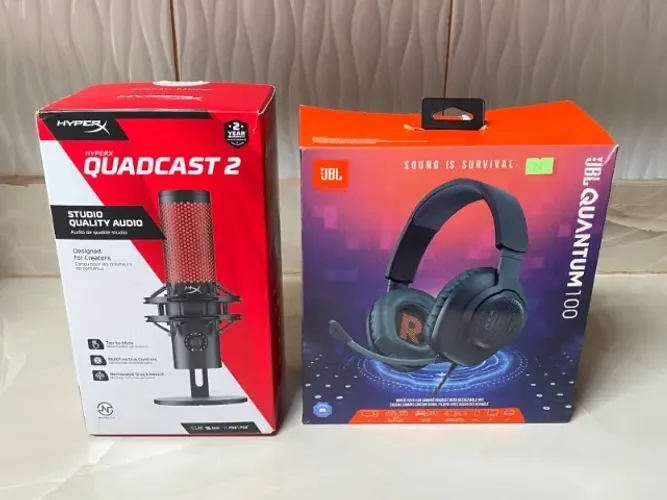 Microfone de mesa Hyperx + HeadSet JBL com MIC