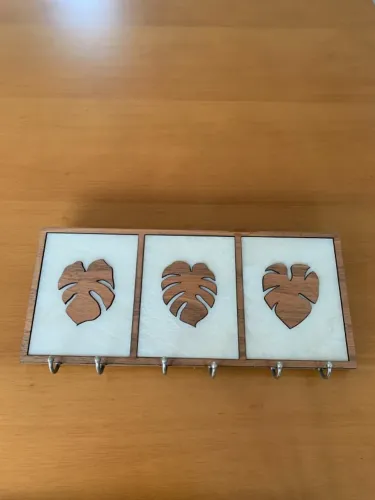Porta-Chaves de Parede Decorativo Folhagens - 6 Ganchos