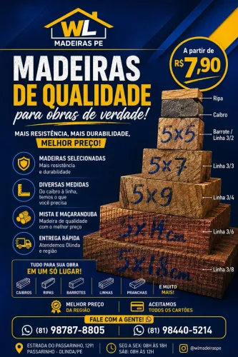Madeira para coberta até 7mt 