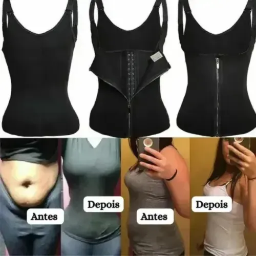 Cinta Modeladora Dupla Compressão Medidas Zíper Com Alças Cor Preto Tamanho G