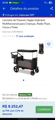 Carrinho passeio vagão dobrável Radio flyer